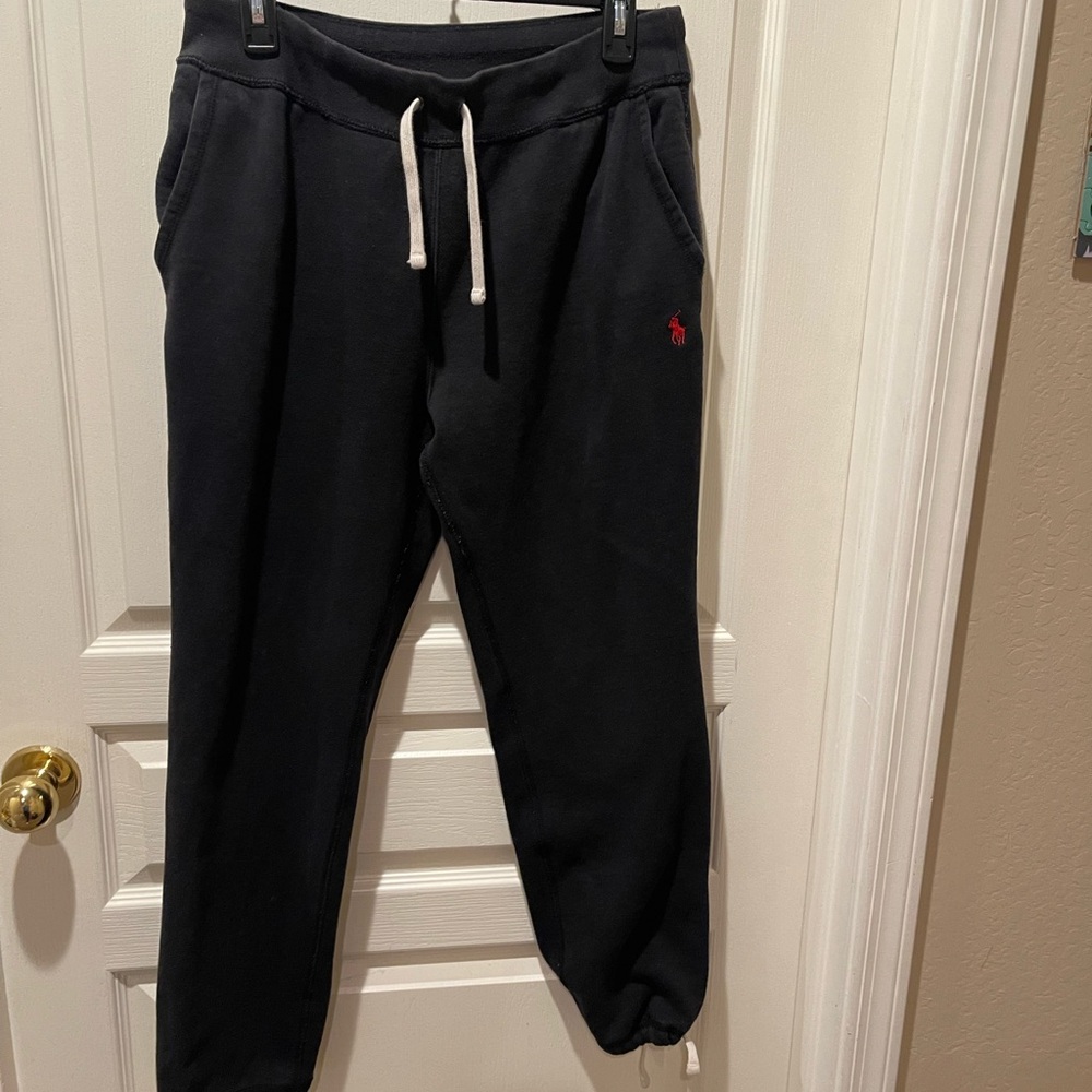Ralph Lauren Black Joggers with Red Logo